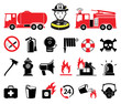 Vektor: Firefighter icons, set Firefighter icons, set