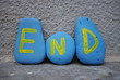 end, word of three letters on three pebbles