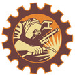 Welder Worker Welding Torch Retro