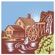 Water Wheel Mill House Retro Water Wheel Mill House Retro