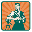 Photographer With DSLR Camera and Video Retro