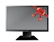 Monitor with red bow