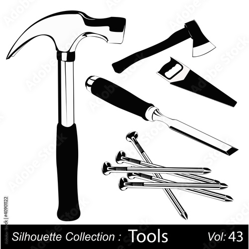 Vektor: Vector illustration set of different hand tools Vector illustration set of different hand tools