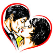 Portrait couple amoureux baiser coeur Portrait couple amoureux baiser coeur