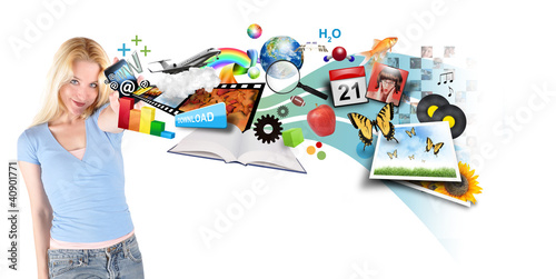 Photo: Smart Phone Internet Girl on White Smart Phone Internet Girl on White
