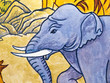 Elephant thai painting on wall in temple. Elephant thai painting on wall in temple.
