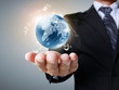 Globe in his hands