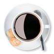 Photo: Cup of coffee and biscuits isolated clipping path. Cup of coffee and biscuits isolated clipping path.