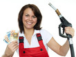 Woman is happy to save ready cash for fuel