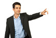 Business man pointing away