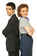 Business couple back to back