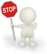 3d Man Vector holding STOP sign with halt hand gesture.
