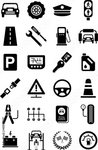 Vector: icons of motor vehicles, traffic, mechanical... icons of motor vehicles, traffic, mechanical...