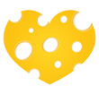 Slice of cheese shaped as heart