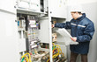 Electrician checking cabling power line
