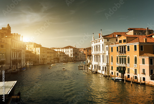 Photo: Grand Canal in Venice, Italy in sunset time Grand Canal in Venice, Italy in sunset time