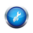 Illustration: hand with spanner blue icon hand with spanner blue icon