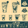 Vintage cocktails collection. Cocktail glass. Cocktail bar.