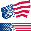 Statue of Liberty. American symbol. American flag. USA