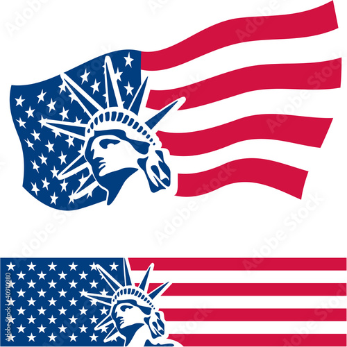 Vektor: Statue of Liberty. American symbol. American flag. USA Statue of Liberty. American symbol. American flag. USA