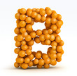 Letter B, font of orange citrus, white background