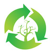 Recycle sign with branch and leaves, vector Recycle sign with branch and leaves, vector