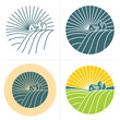 Vektor: Village landscape label, badge. Graphic linear vector emblem. Village landscape label, badge. Graphic linear vector emblem.