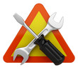 Outils et panneau sur fond blanc 1 Outils et panneau sur fond blanc 1