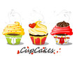 Cupcakes, Muffin Illustration mit Ornament