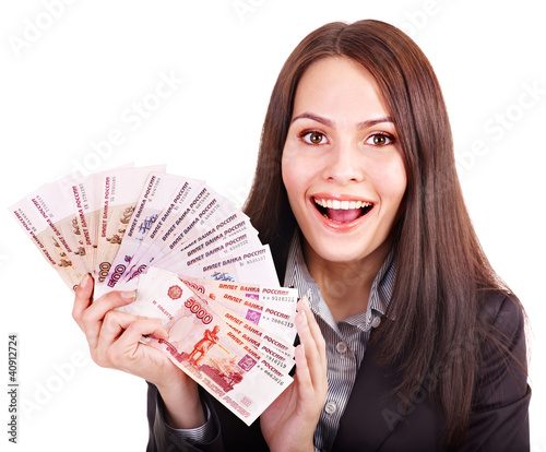 Photo: Woman with money. Woman with money.