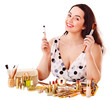 Girl applying makeup. Girl applying makeup.