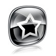 star icon black glass glass, isolated on white background.