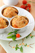 Muffins with dried tomatoes, cheese and ham Muffins with dried tomatoes, cheese and ham