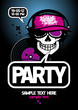 Party design template with DJ scull and place for text