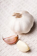 Garlic on tablecloth