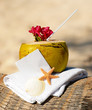 Caribbean paradise beach coconuts cocktail