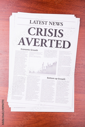 Photo: The newspaper LATEST NEWS.with the headline CRISIS AVERTED The newspaper LATEST NEWS.with the headline CRISIS AVERTED
