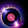 vinyl record with floral music decoration