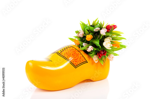 Photo: Typical Dutch clog and plastic tulips Typical Dutch clog and plastic tulips