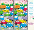 Spring traffic jam find the differences picture puzzle