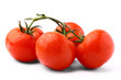 Bunch of delicious fresh tomatoes isolated on white background