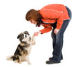 woman is dog training