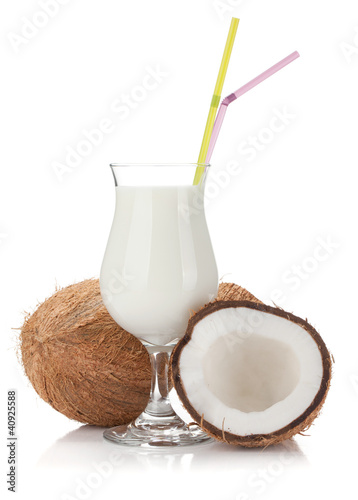 Photo: Coconut cream cocktail and coconuts Coconut cream cocktail and coconuts