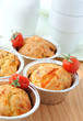 Muffins with dried tomatoes, cheese and ham Muffins with dried tomatoes, cheese and ham