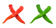 Letter X composed of green and red chili peppers Letter X composed of green and red chili peppers
