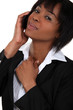African American businesswoman making a call