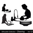 Vektor: Dish Washing silhouette Dish Washing silhouette