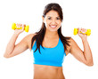 Athetic woman with weights