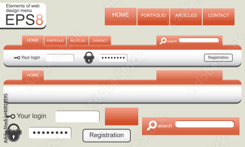 Vector: Elements of web design menu navigation. Elements of web design menu navigation.