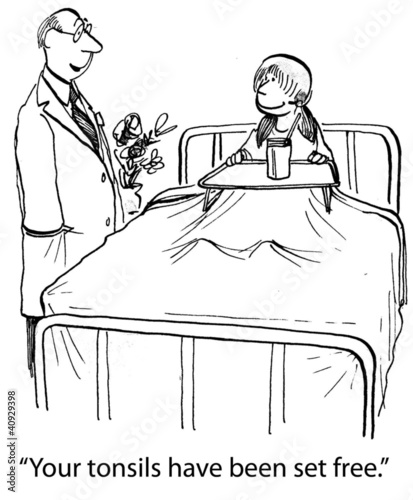 Illustration: Doctor Removes Girl's Tonsils Doctor Removes Girl's Tonsils